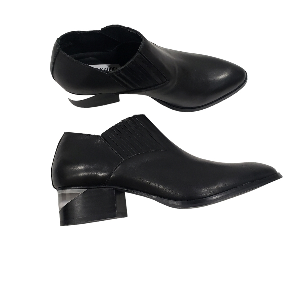Steve Madden Barnett Black Leather Ankle Booties Size 7